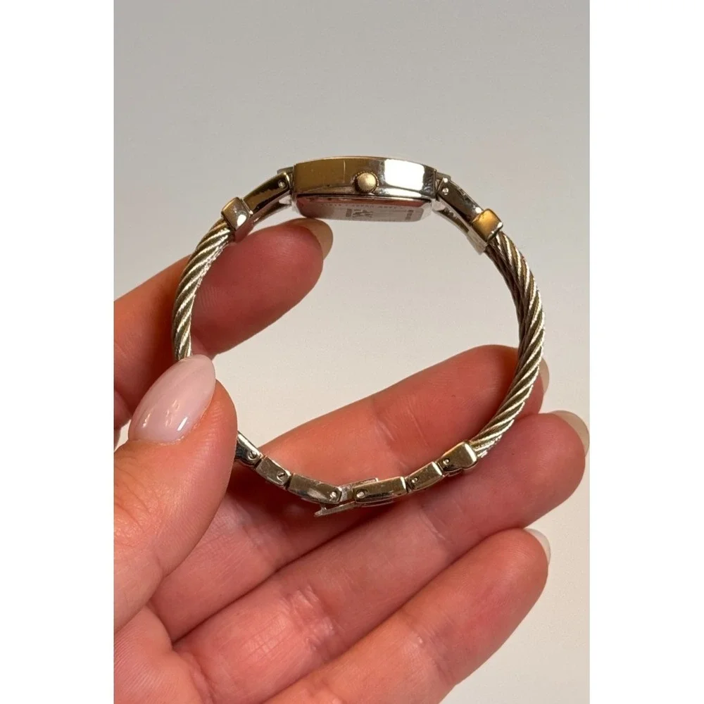 Anne‎ Klein Diamond Mother of Pearl Womens Watch Gold Tone Cable Bracelet